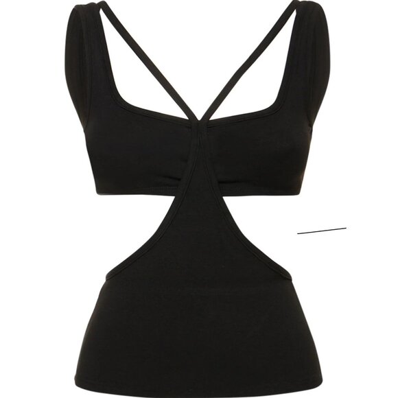 WEWOREWHAT By REVOLVE Womens Black CUTOUT Stretch Jersey Tank Sz L Whimsy Grunge - Picture 2 of 9